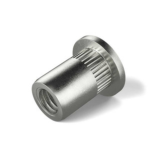 Écrous à sertir RIVKLE® inox tête plate fût moleté ouvert