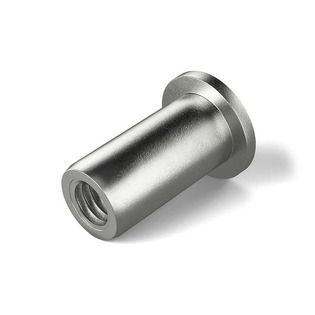 Écrous à sertir RIVKLE® inox tête plate fût lisse ouvert