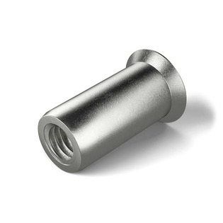 Écrous à sertir RIVKLE® inox tête fraisée fût lisse ouvert