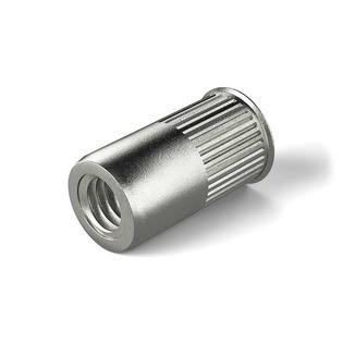 Écrous à sertir RIVKLE® inox tête fine fût moleté ouvert